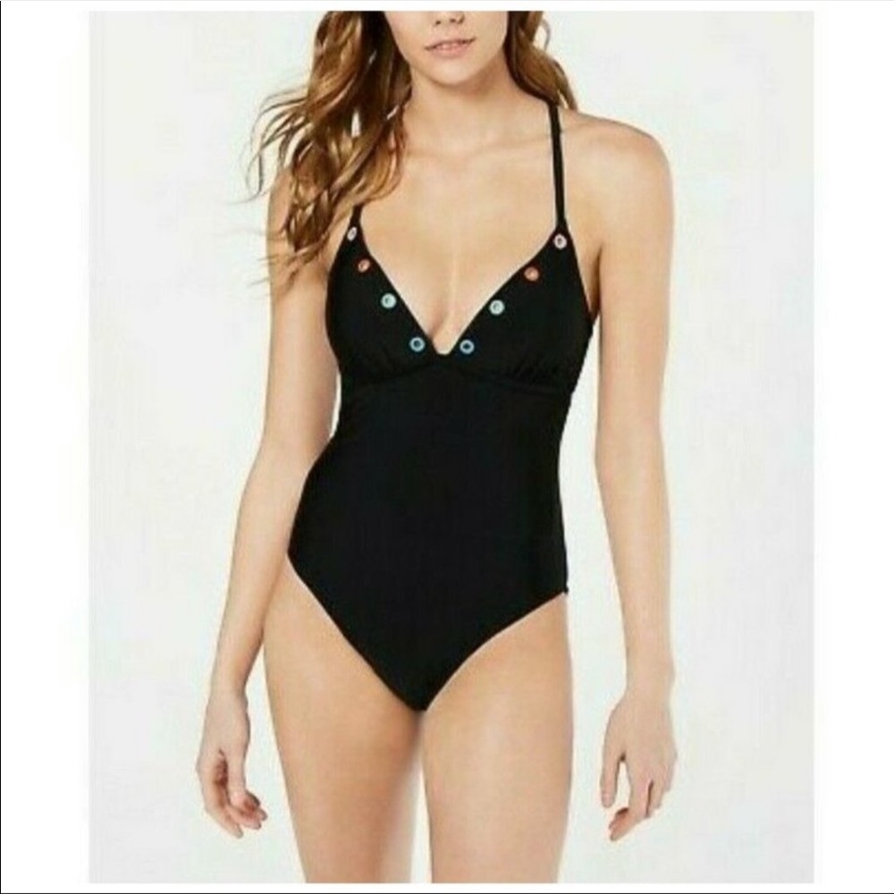 NWT Hula Honey Black One Piece Pushup Swimsuit Size Small